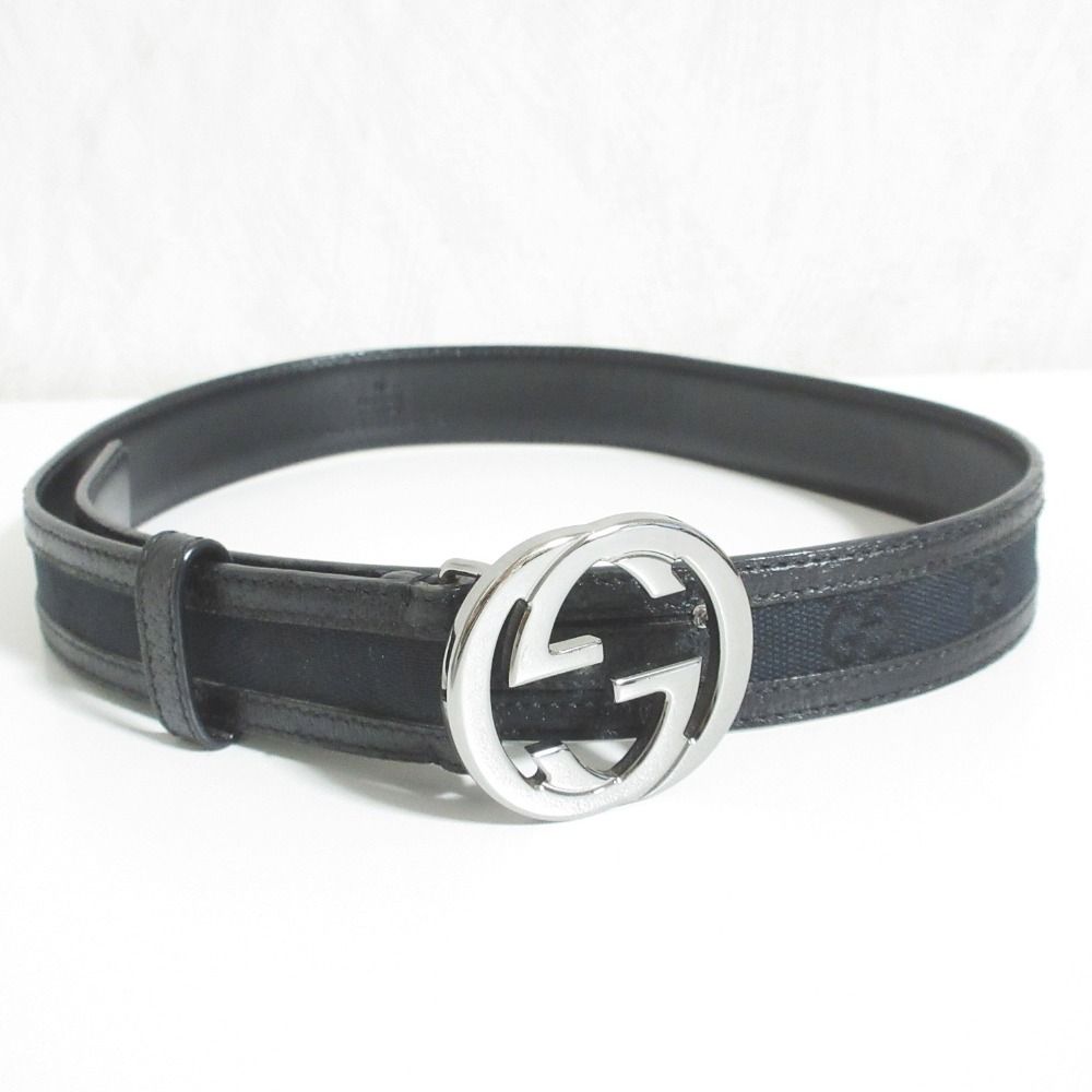 Gucci Interlocking G GG Canvas Belt 80 Black