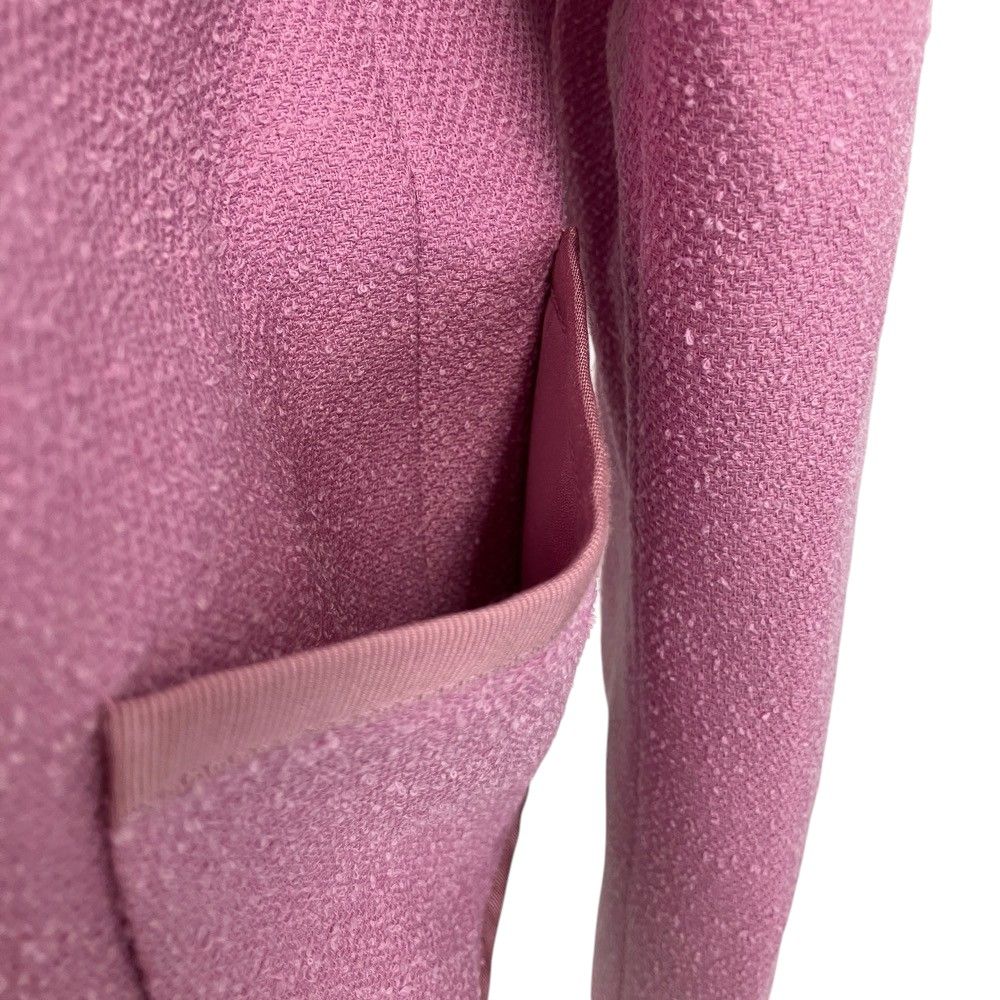 Dior CD Pearl Button Collarless Cropped Jacket Pink — view 5