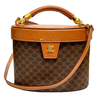 Celine Leather Macadam Vanity Shoulder Bag Brown