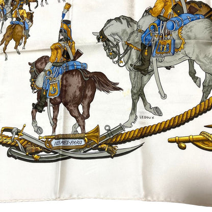 Hermes Marine Et Cavalerie Sea and Corps Carre 90 Large Scarf White Multicolor — view 4