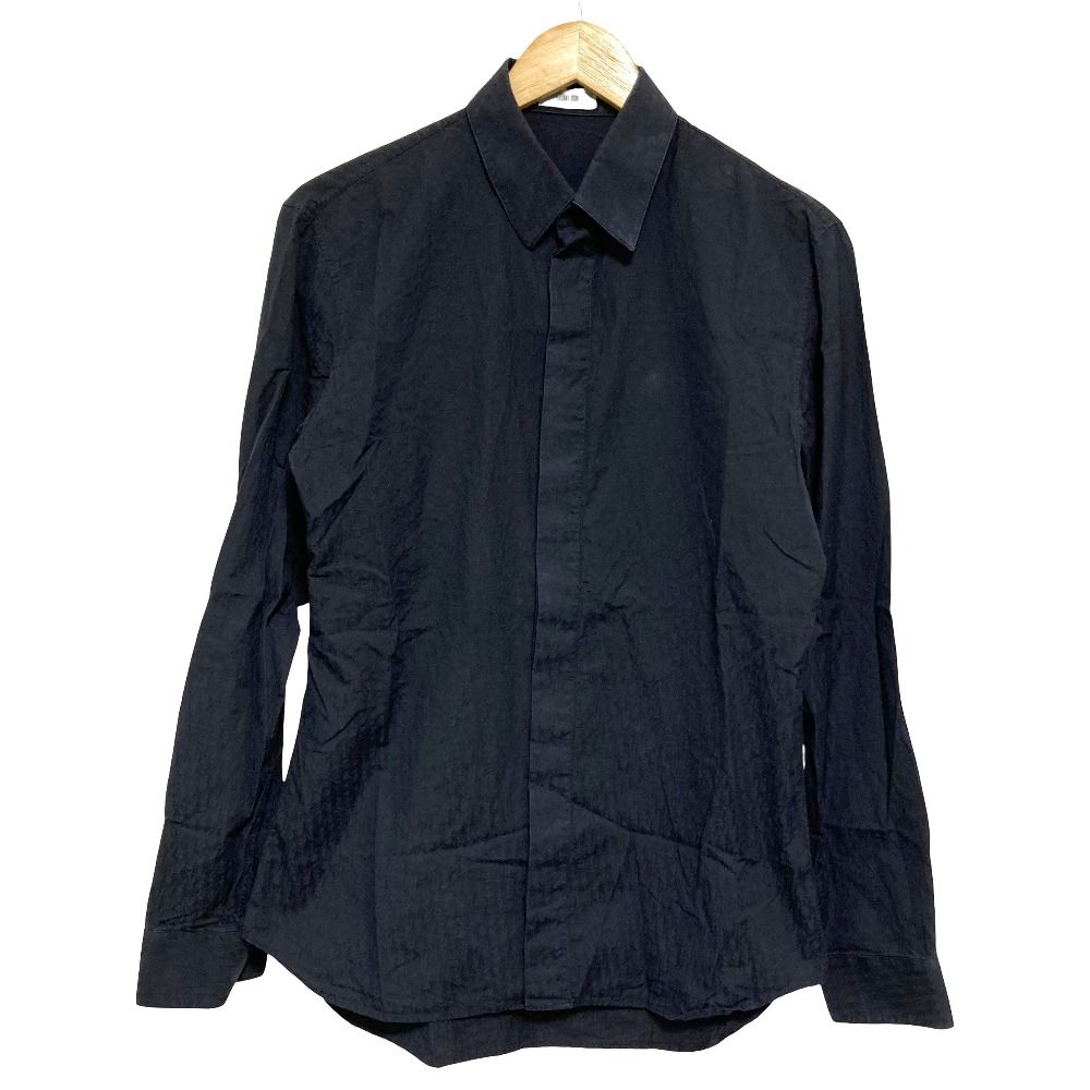 Dior Homme Oblique Jacquard Long Sleeve Cotton Shirt 39 Black