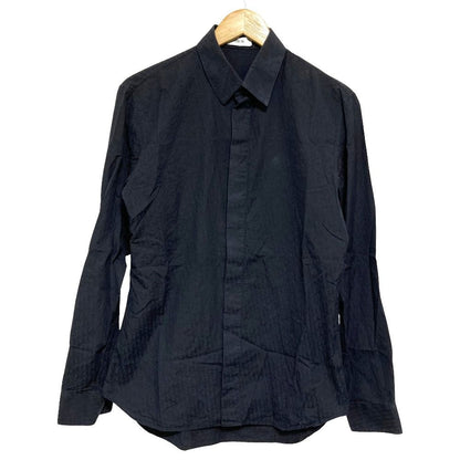 Dior Homme Oblique Jacquard Long Sleeve Cotton Shirt 39 Black
