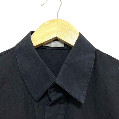 Dior Homme Oblique Jacquard Long Sleeve Cotton Shirt 39 Black — view 3