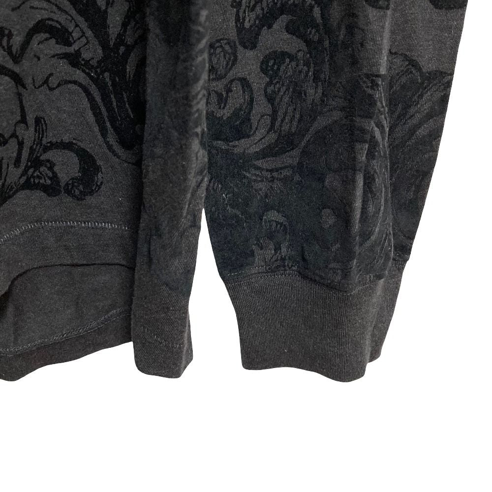 Dolce & Gabbana Flower Flock Print Long Sleeve T-Shirt Gray Black — view 6