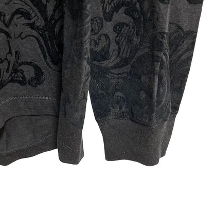 Dolce & Gabbana Flower Flock Print Long Sleeve T-Shirt Gray Black — view 6