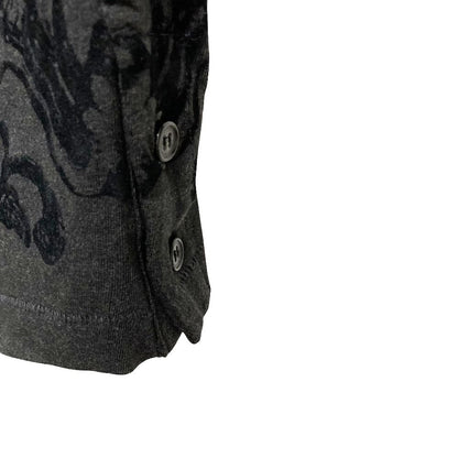 Dolce & Gabbana Flower Flock Print Long Sleeve T-Shirt Gray Black — view 8