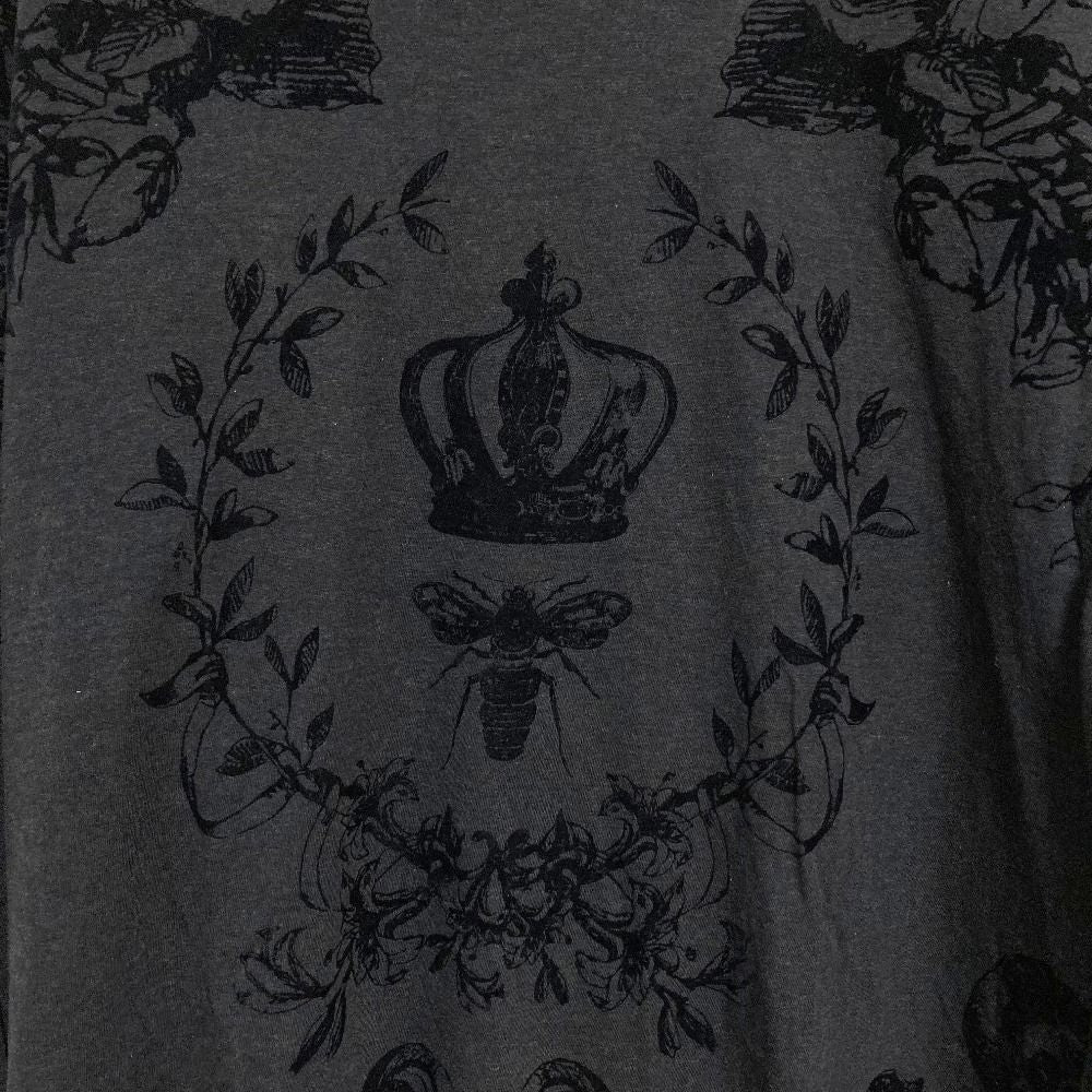 Dolce & Gabbana Flower Flock Print Long Sleeve T-Shirt Gray Black — view 3