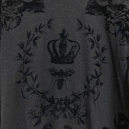 Dolce & Gabbana Flower Flock Print Long Sleeve T-Shirt Gray Black — view 3
