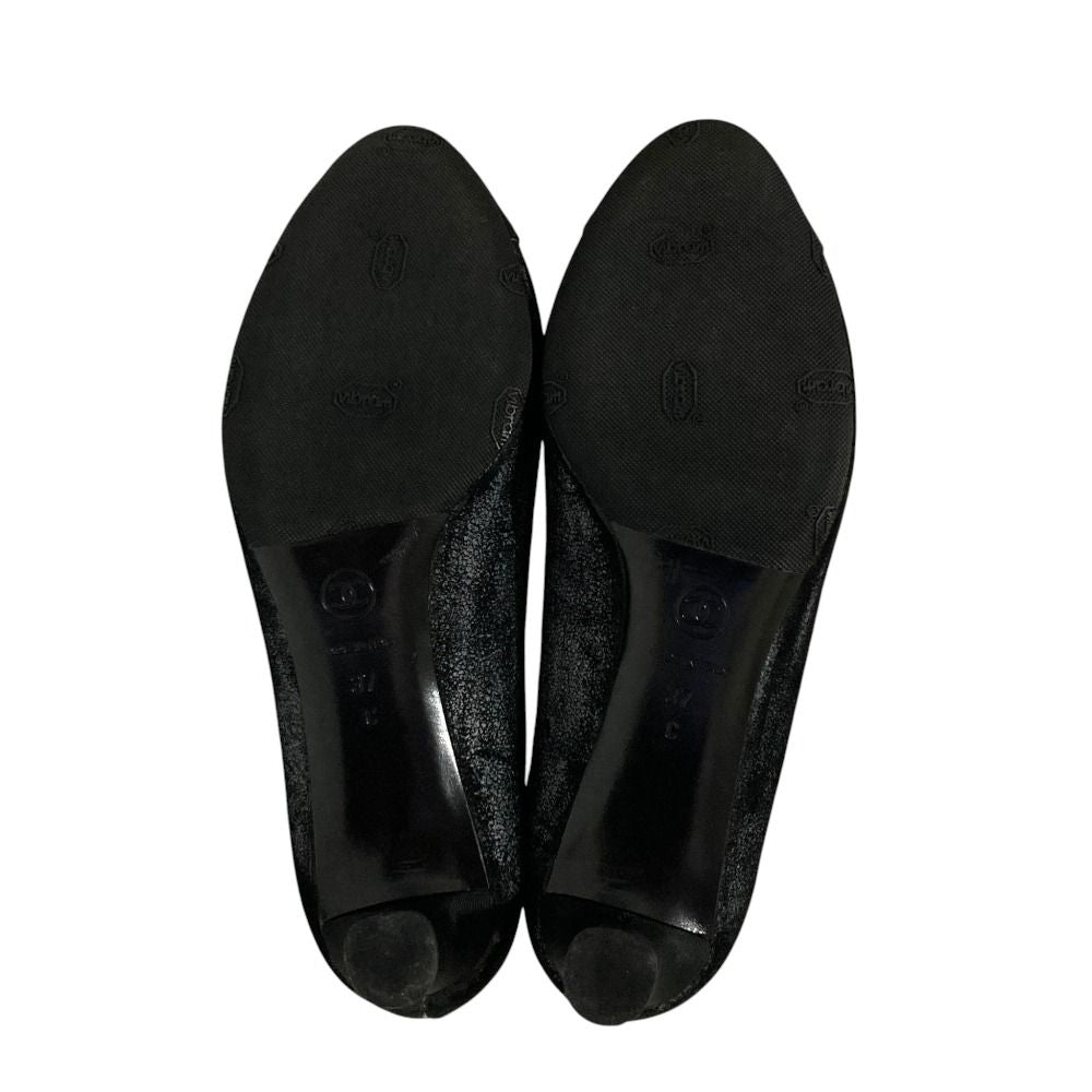 Chanel Processing CC Logo Ribbon Pumps C Black Heel — view 5