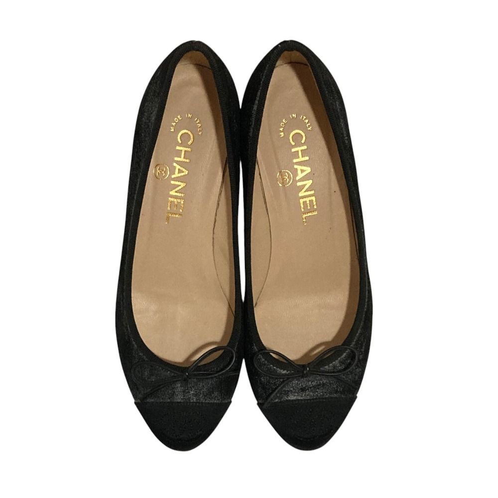 Chanel Processing CC Logo Ribbon Pumps C Black Heel — view 6