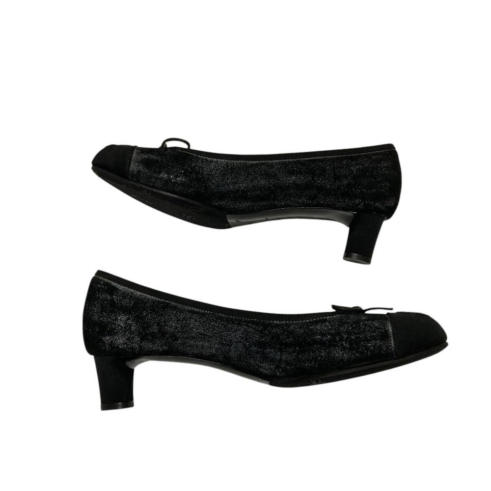 Chanel Processing CC Logo Ribbon Pumps C Black Heel — view 7