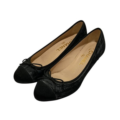 Chanel Processing CC Logo Ribbon Pumps C Black Heel