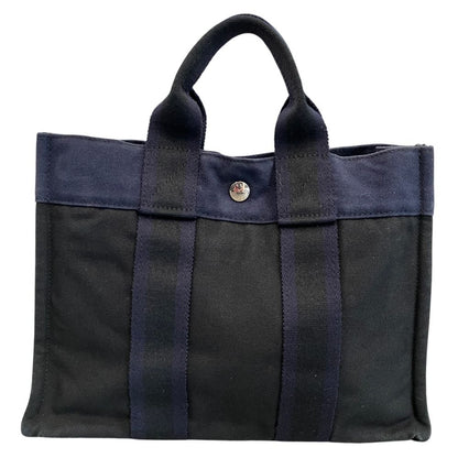 Hermes Fourre Tout PM Canvas Tote Bag Navy — view 3