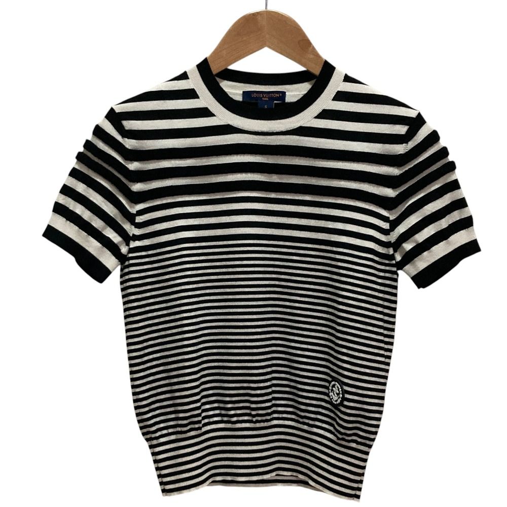 Louis Vuitton Border Wool Blend Knit Sweater Black White S