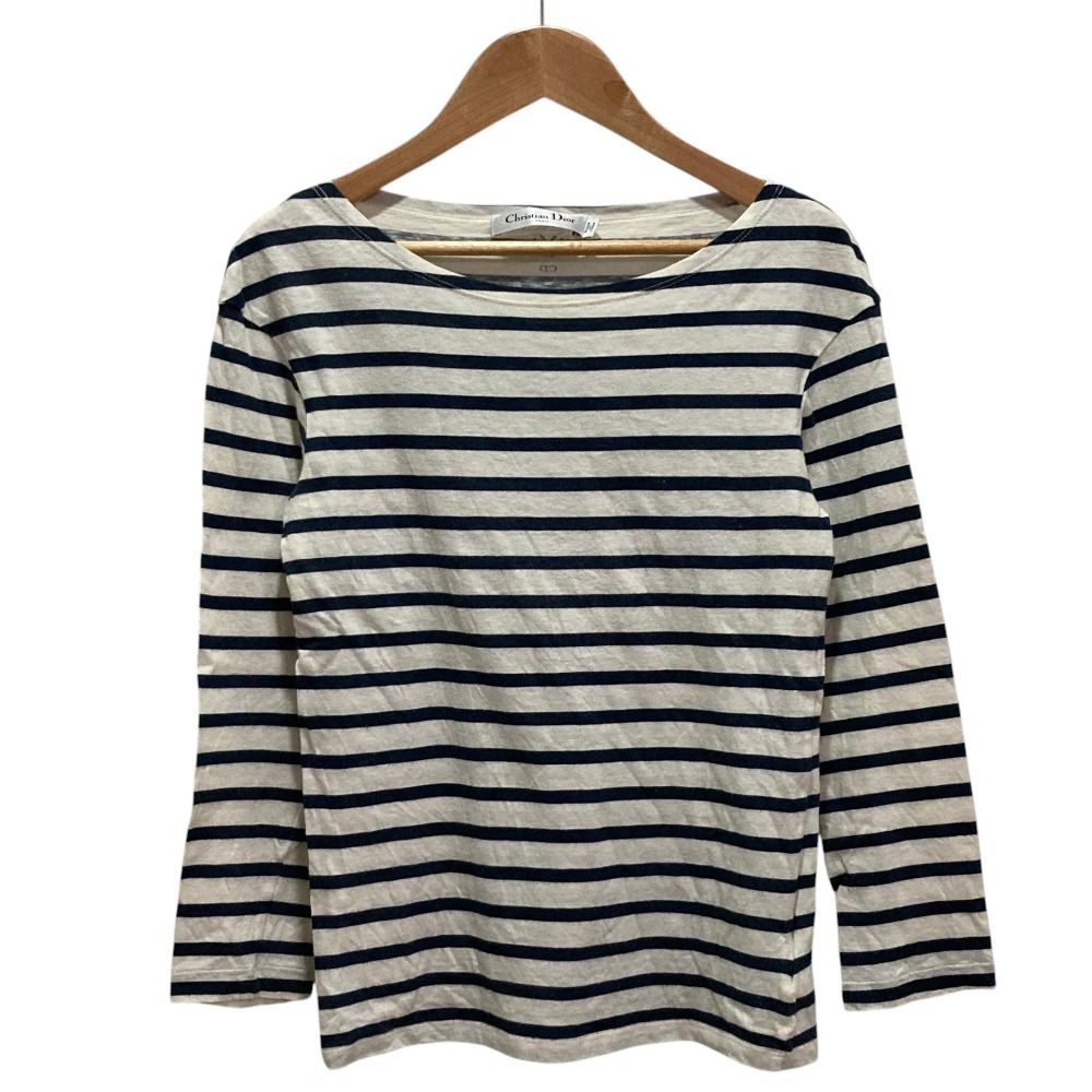 Dior Long Sleeve Border T-Shirt Navy Ivory XS