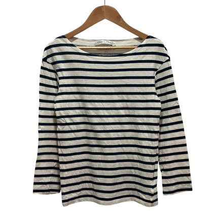 Dior Long Sleeve Border T-Shirt Navy Ivory XS