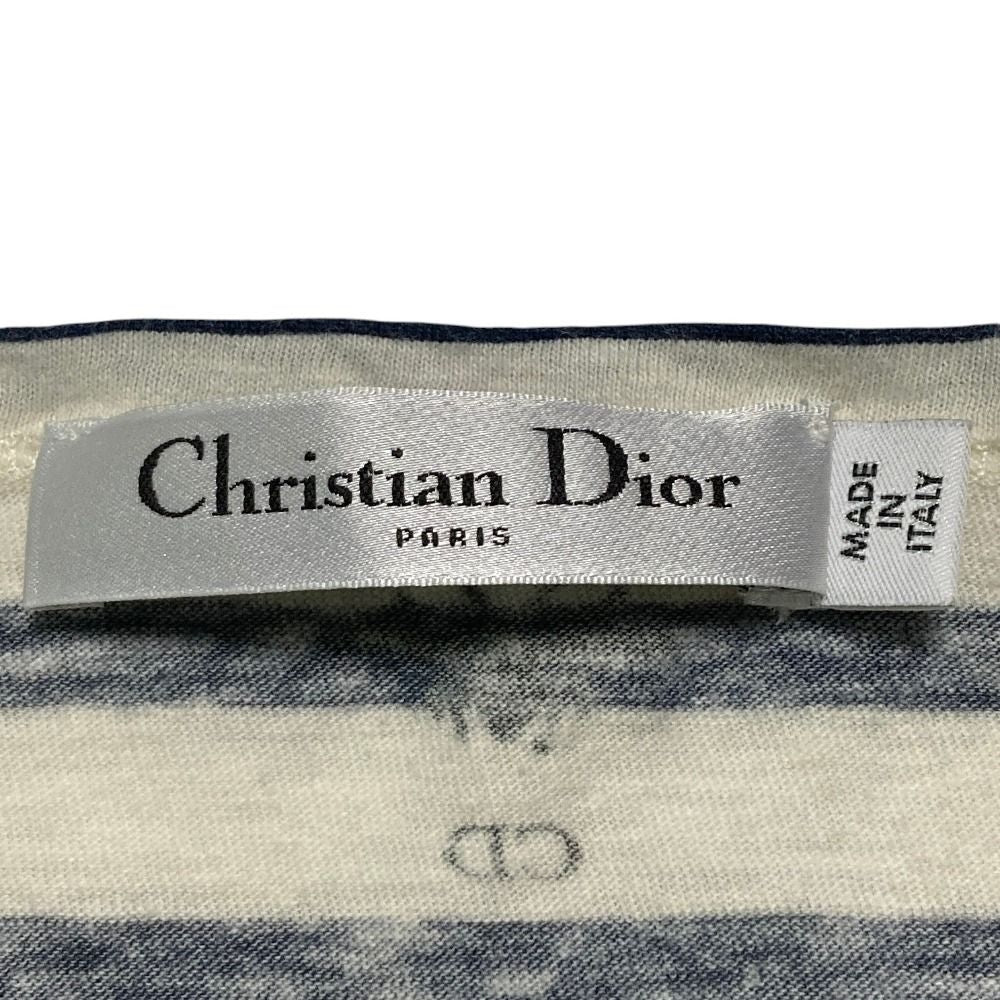 Dior Long Sleeve Border T-Shirt Navy Ivory XS — view 5