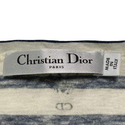 Dior Long Sleeve Border T-Shirt Navy Ivory XS — view 5