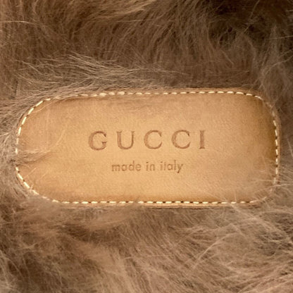 Gucci Prince Town Lamb Fur Horsebit Velvet Sandals Black Beige — view 7