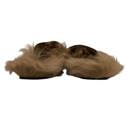 Gucci Prince Town Lamb Fur Horsebit Velvet Sandals Black Beige — view 3
