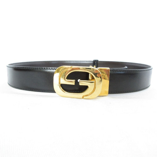 Gucci GG Logo Buckle Reversible Belt Black Brown