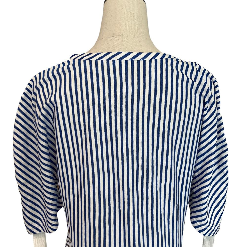 Chanel Striped Side-Shirred Top Blue White — view 5