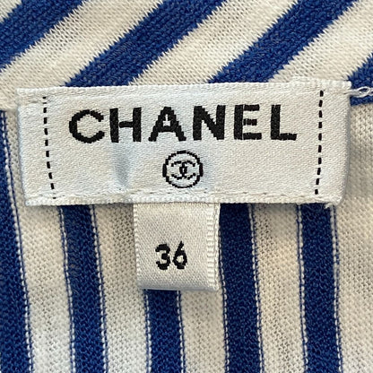 Chanel Striped Side-Shirred Top Blue White — view 8