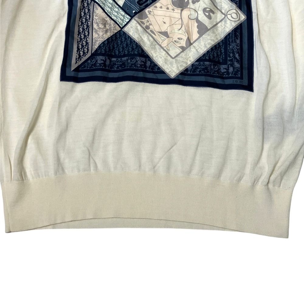 Dior Homme Kenny Schaaf Playing Cards Motif High Gauge Knit Sweater XL Ivory — view 4