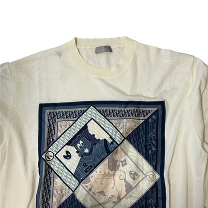 Dior Homme Kenny Schaaf Playing Cards Motif High Gauge Knit Sweater XL Ivory — view 3