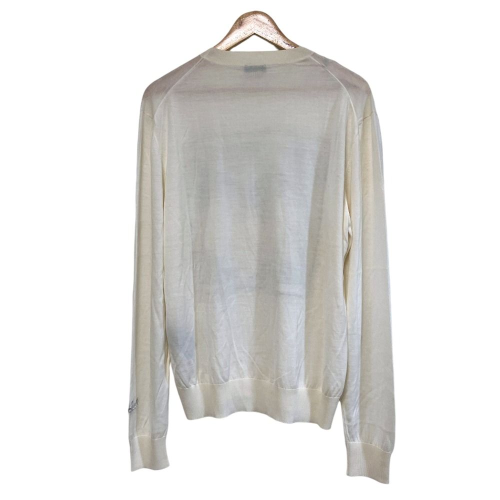 Dior Homme Kenny Schaaf Playing Cards Motif High Gauge Knit Sweater XL Ivory — view 2