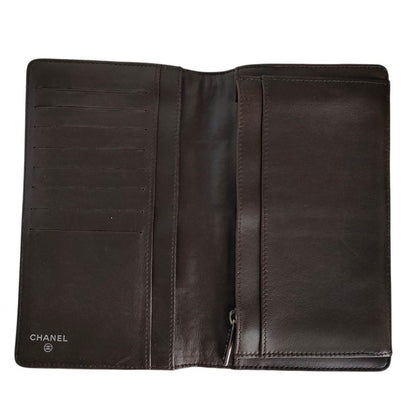 Chanel Icon Line CC Logo Patchwork Wallet Bifold Brown — view 7