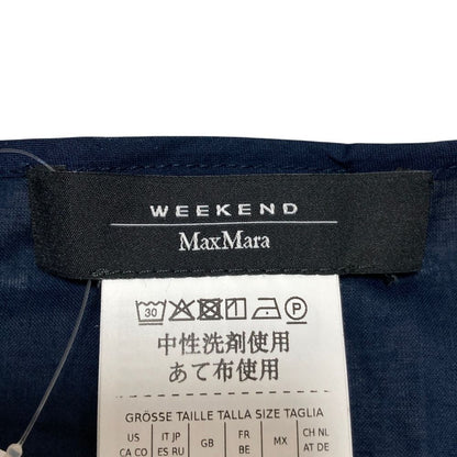 Max Mara Weekend Columba Pure Silk Organdy Shirt Navy 34 — view 7