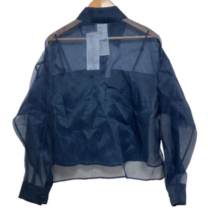 Max Mara Weekend Columba Pure Silk Organdy Shirt Navy 34 — view 2