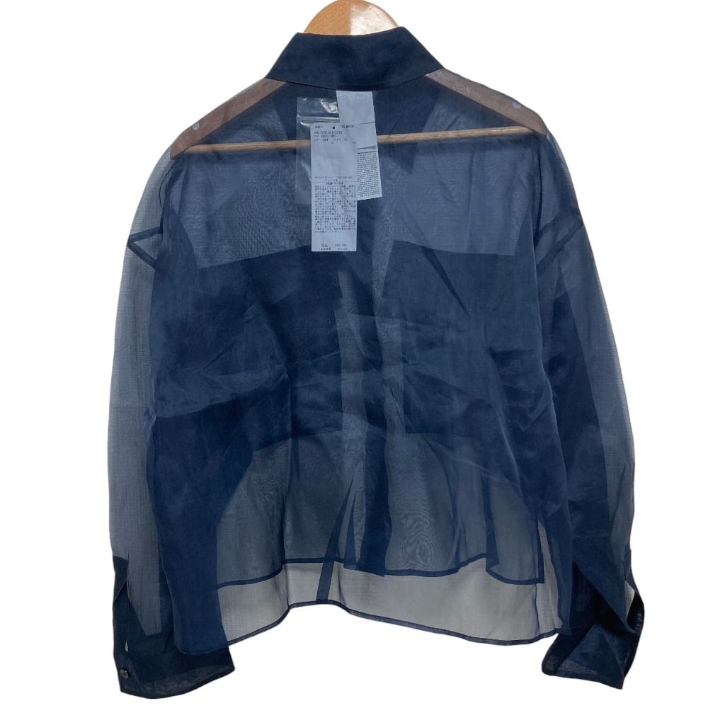 Max Mara Weekend Columba Pure Silk Organdy Shirt Navy 34 — view 4