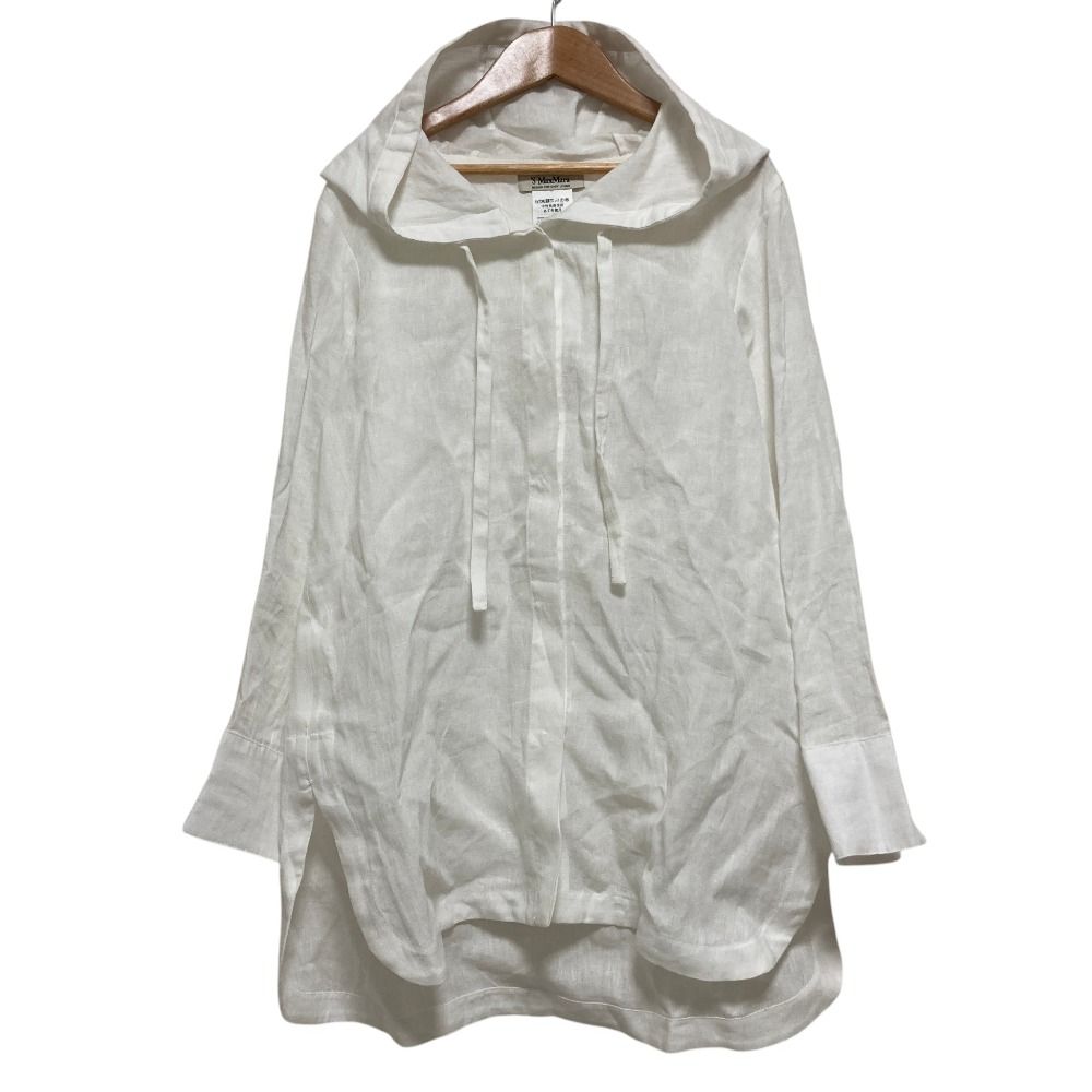 Max Mara 'S Hooded Linen Blouse White Hoodie