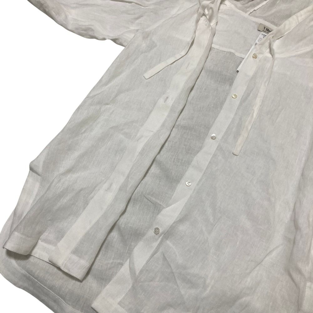 Max Mara 'S Hooded Linen Blouse White Hoodie — view 8