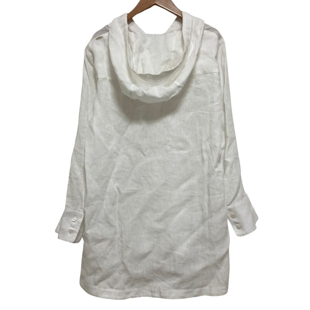 Max Mara 'S Hooded Linen Blouse White Hoodie — view 3