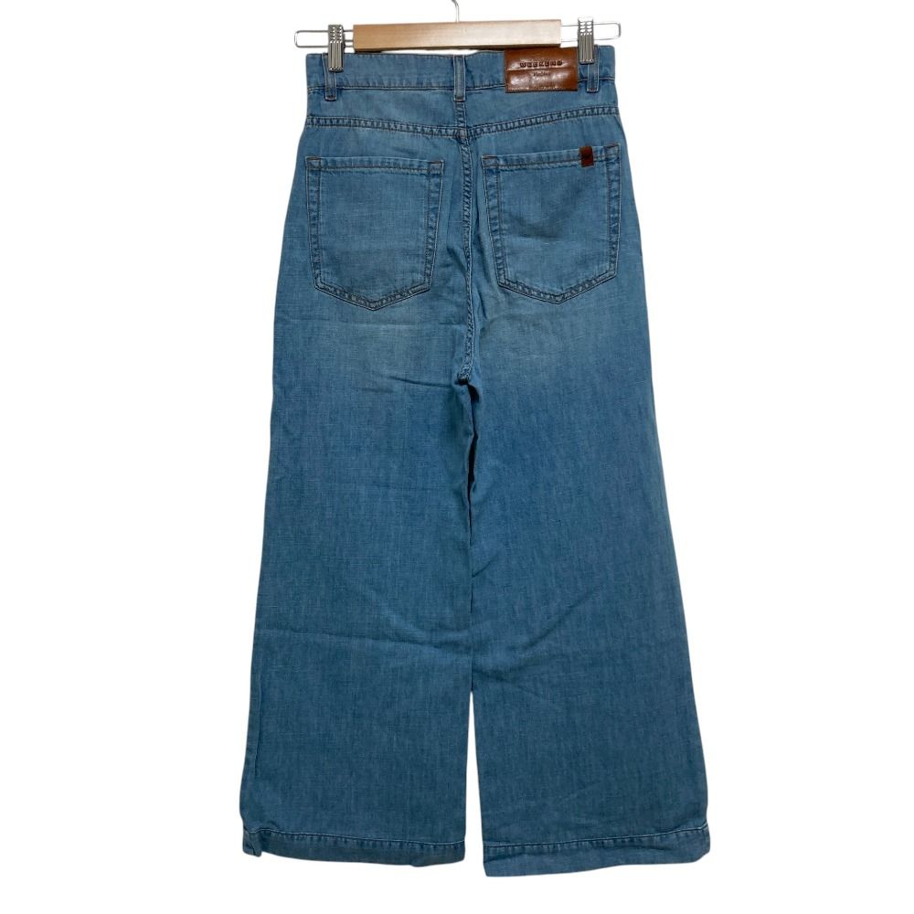 Max Mara Weekend Linen Blend Wide Pants Light Blue 34 — view 3