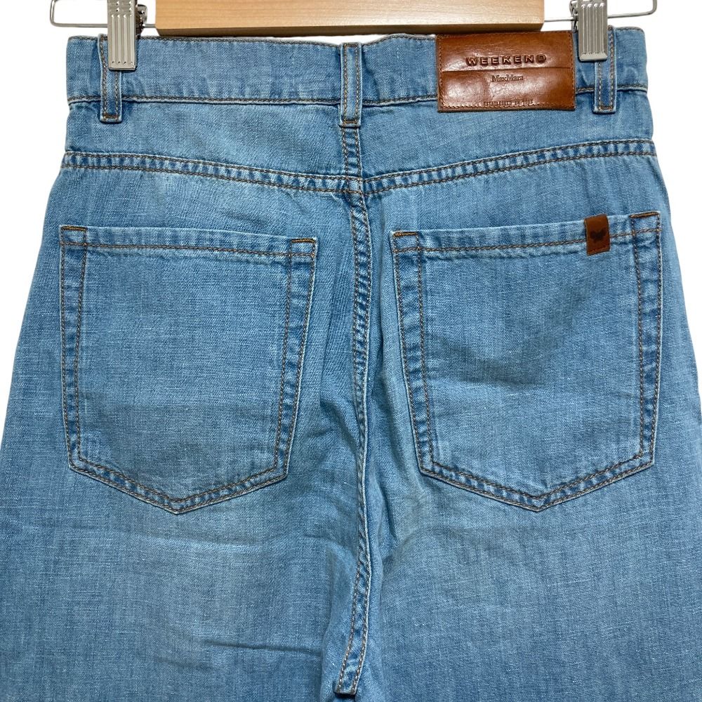 Max Mara Weekend Linen Blend Wide Pants Light Blue 34 — view 4