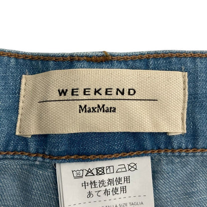 Max Mara Weekend Linen Blend Wide Pants Light Blue 34 — view 7