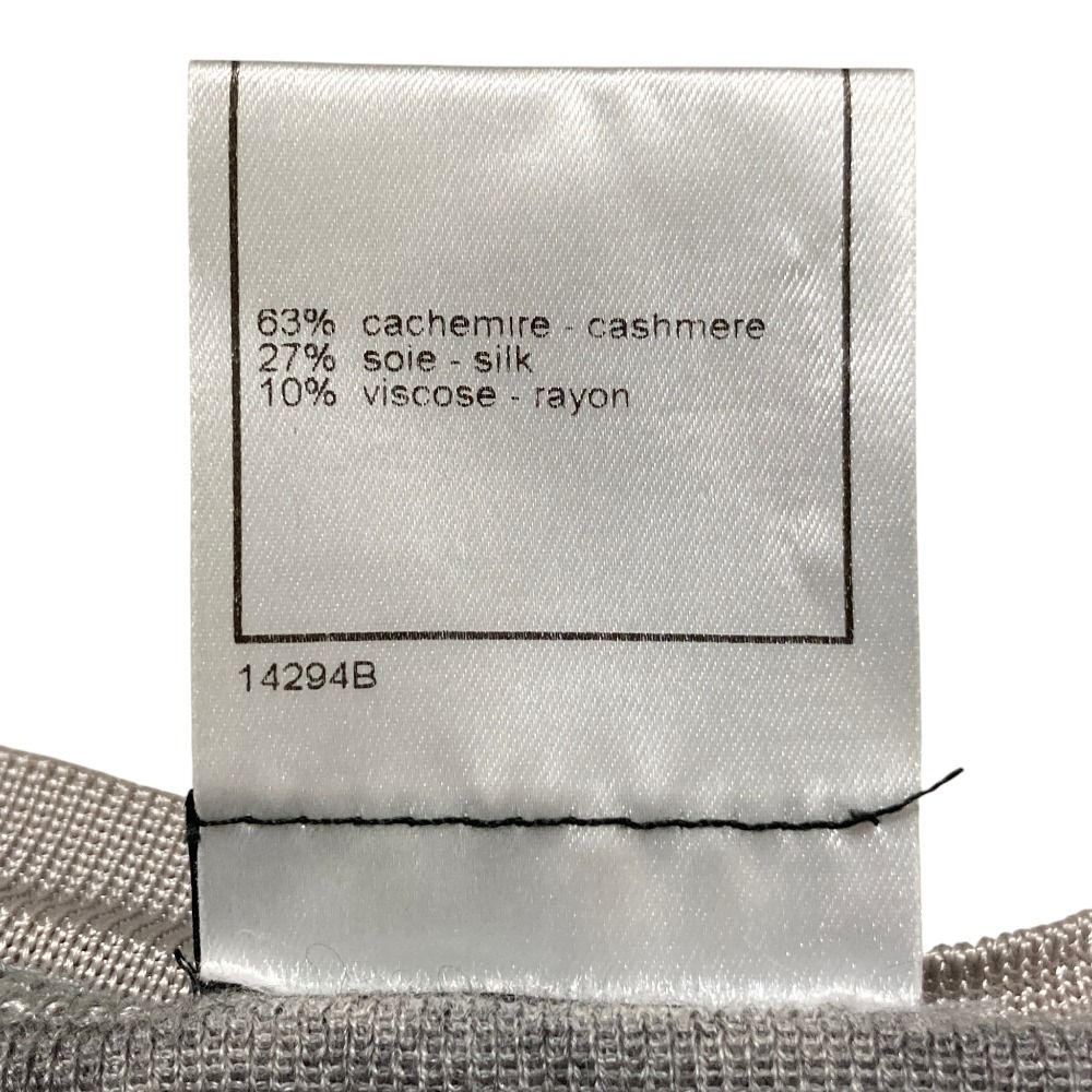 Chanel Half Button Cashmere Silk Knit Top Gray Sweater 42 — view 5