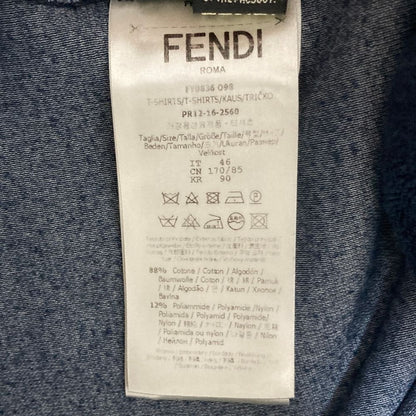 Fendi Flower Patch Pile Fabric Short Sleeve T-Shirt Navy — view 6