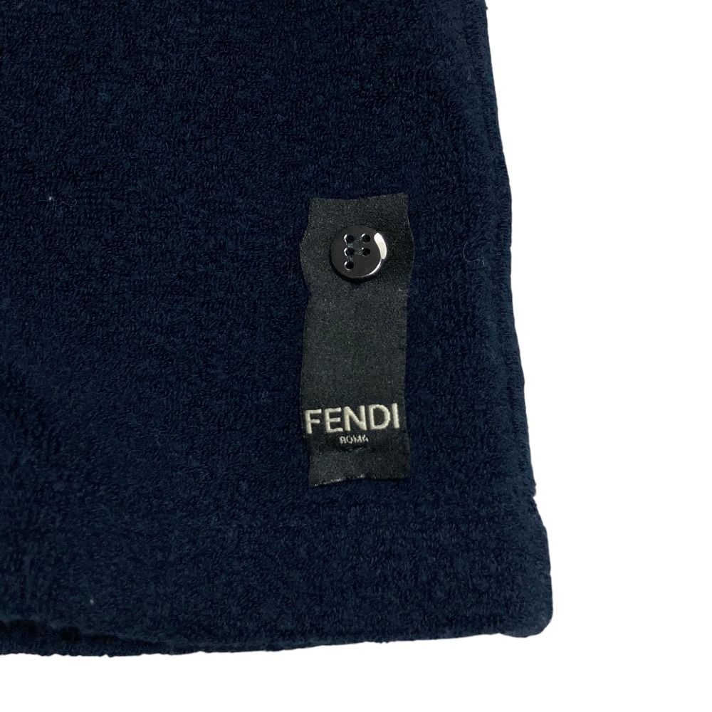 Fendi Flower Patch Pile Fabric Short Sleeve T-Shirt Navy — view 3