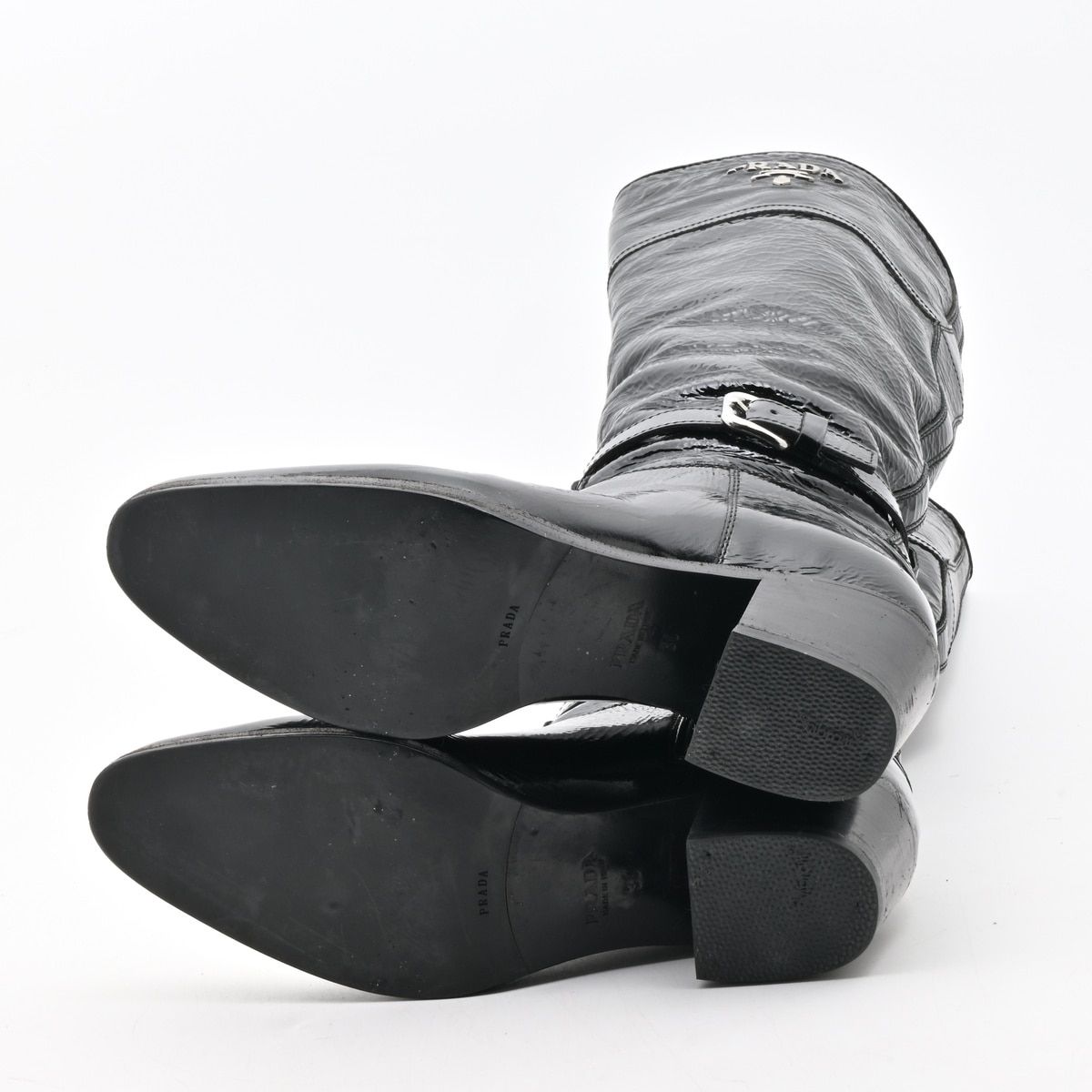 Prada Long Boots Black Leather — view 4