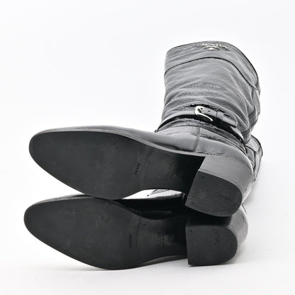 Prada Long Boots Black Leather — view 4