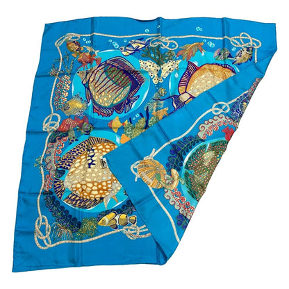 Hermes Carre 90 Grands Fonds Silk Scarf Light Blue — view 2