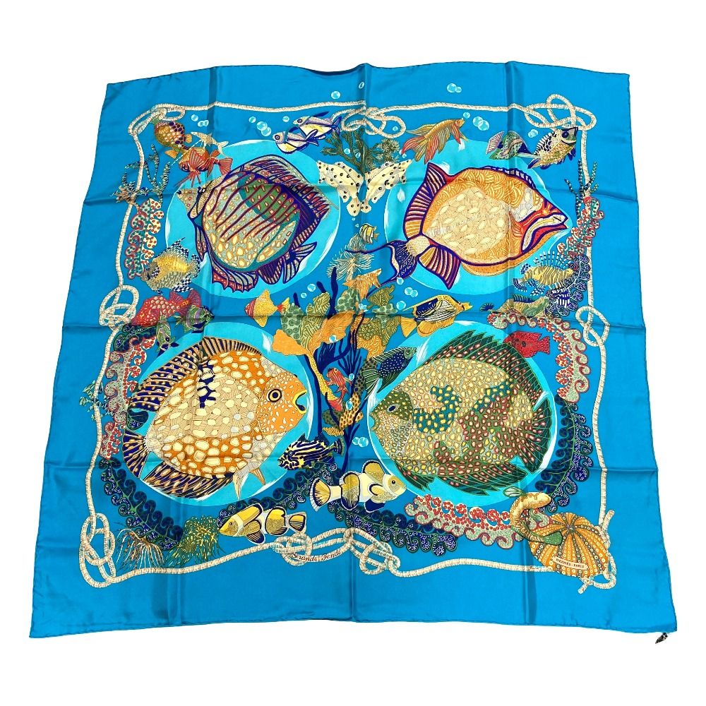 Hermes Carre 90 Grands Fonds Silk Scarf Light Blue