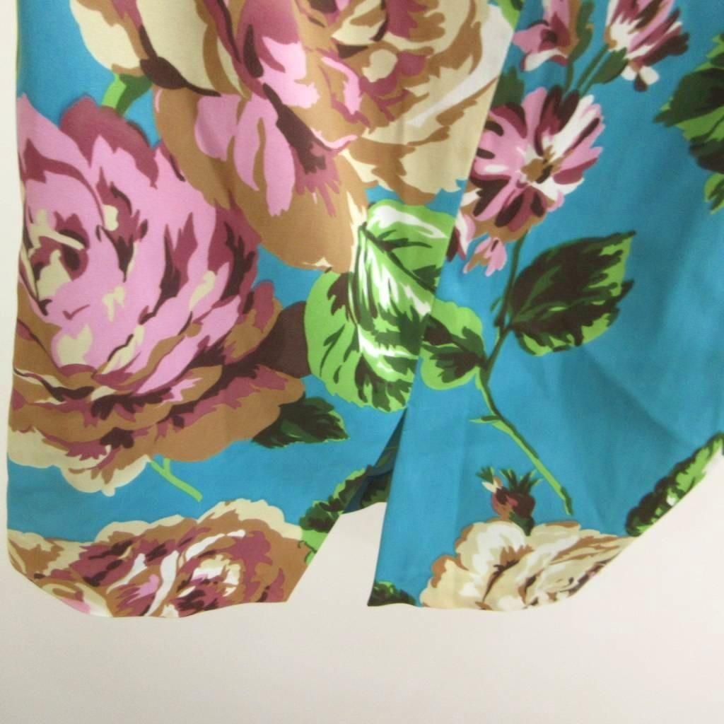 Dolce & Gabbana D&G Pencil Skirt Light Blue Flower Pattern Rose Midi GY 74 38 — view 5