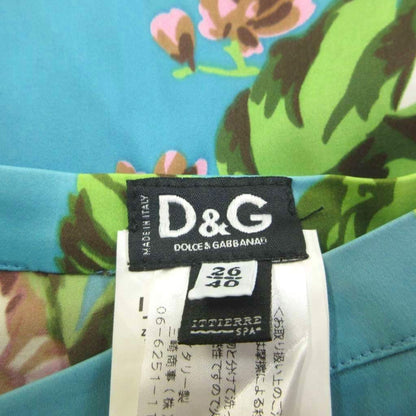 Dolce & Gabbana D&G Pencil Skirt Light Blue Flower Pattern Rose Midi GY 74 38 — view 6