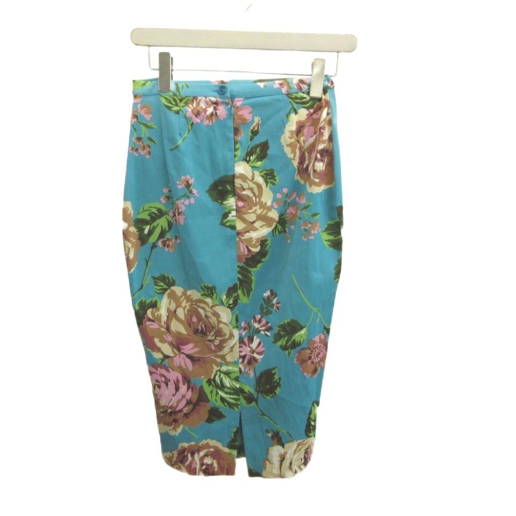 Dolce & Gabbana D&G Pencil Skirt Light Blue Flower Pattern Rose Midi GY 74 38